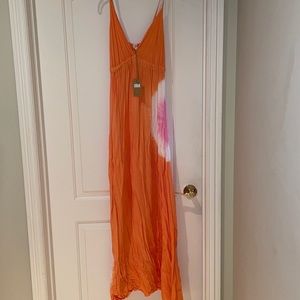 Orange tie-dye maxi dress
